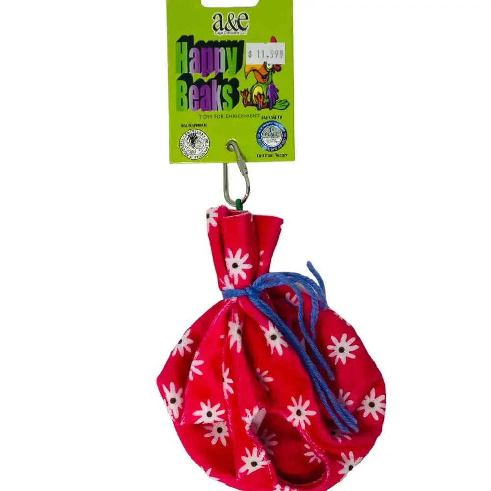 A & E Happy Beaks Pink flowers Fleece small size Teepee for Pet Birds